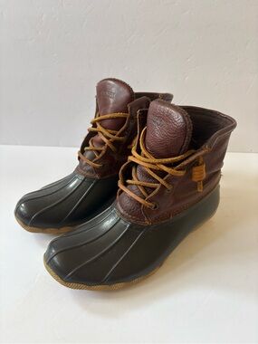Sperry‎ Top Sider Saltwater Duck Boot Tan/DK Brown 6 Waterproof Rubber Gorpcore
